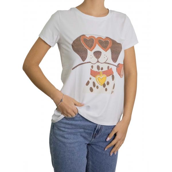 t shirt con stampa cagnolino 